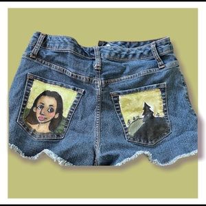 Custom Painted Mona Lisa Shorts